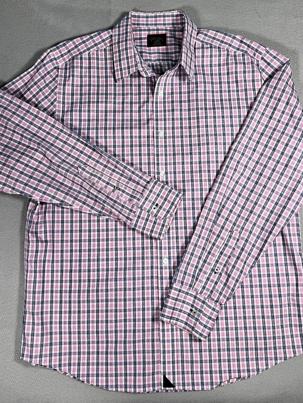 UNTUCKit Plaid Button Down Pink & Blue Large